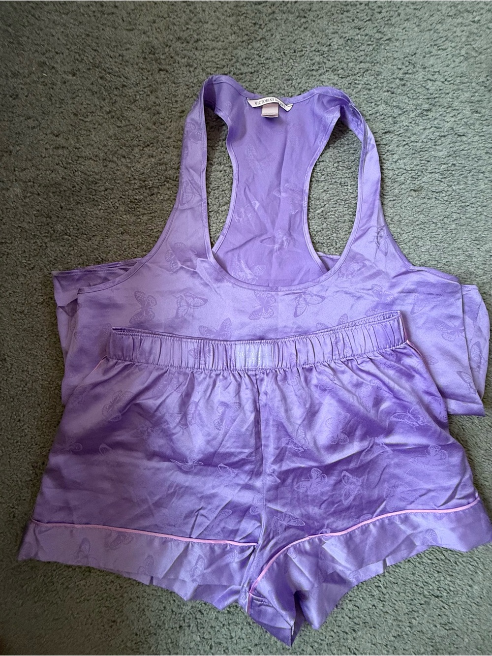 NWOT Victoria's Secret Butterfly Satin Pajamas Shorts Set Size Medium